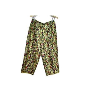 Harve Bernanrd Silk Tropical Parrots Green Cropped Pants 12